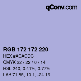 Color code: RGB 172 172 220 | qconv.com
