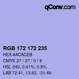 Color code: RGB 172 172 235 | qconv.com