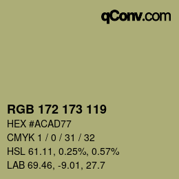 Color code: RGB 172 173 119 | qconv.com