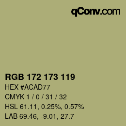 Code couleur: RGB 172 173 119 | qconv.com