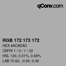 Color code: RGB 172 173 172 | qconv.com