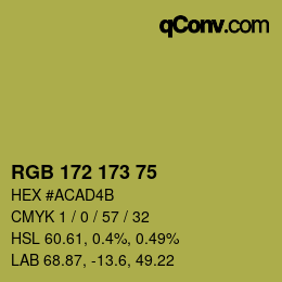 Color code: RGB 172 173 75 | qconv.com