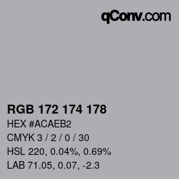カラーコード: RGB 172 174 178 | qconv.com