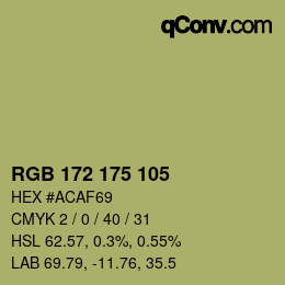 カラーコード: RGB 172 175 105 | qconv.com