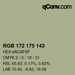 カラーコード: RGB 172 175 143 | qconv.com
