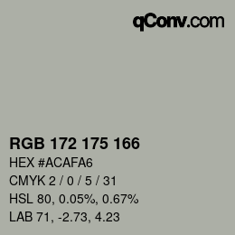 カラーコード: RGB 172 175 166 | qconv.com