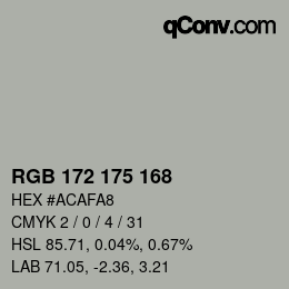 Color code: RGB 172 175 168 | qconv.com
