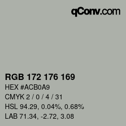 Color code: RGB 172 176 169 | qconv.com