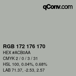 Color code: RGB 172 176 170 | qconv.com