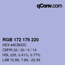 颜色代码: RGB 172 176 220 | qconv.com
