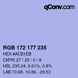 カラーコード: RGB 172 177 235 | qconv.com