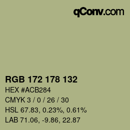 Color code: RGB 172 178 132 | qconv.com