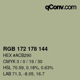 カラーコード: RGB 172 178 144 | qconv.com