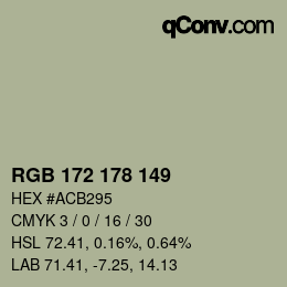 カラーコード: RGB 172 178 149 | qconv.com