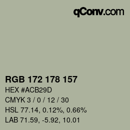 Código de color: RGB 172 178 157 | qconv.com
