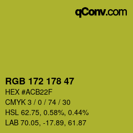Color code: RGB 172 178 47 | qconv.com