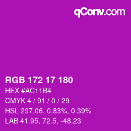 Farbcode: RGB 172 17 180 | qconv.com