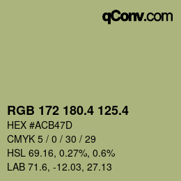 カラーコード: RGB 172 180.4 125.4 | qconv.com