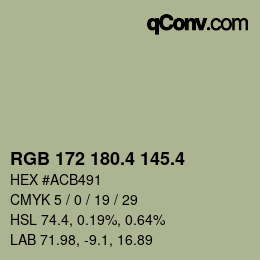 カラーコード: RGB 172 180.4 145.4 | qconv.com