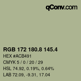 カラーコード: RGB 172 180.8 145.4 | qconv.com