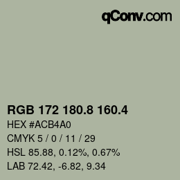 カラーコード: RGB 172 180.8 160.4 | qconv.com