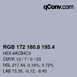 カラーコード: RGB 172 180.8 195.4 | qconv.com