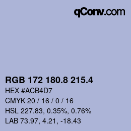 カラーコード: RGB 172 180.8 215.4 | qconv.com