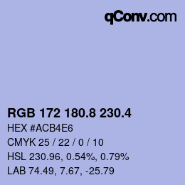 カラーコード: RGB 172 180.8 230.4 | qconv.com