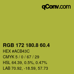 カラーコード: RGB 172 180.8 60.4 | qconv.com