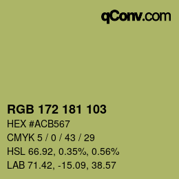 Color code: RGB 172 181 103 | qconv.com