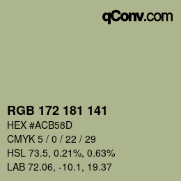 Color code: RGB 172 181 141 | qconv.com