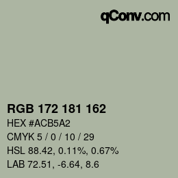 Color code: RGB 172 181 162 | qconv.com