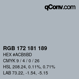 カラーコード: RGB 172 181 189 | qconv.com