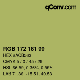Color code: RGB 172 181 99 | qconv.com