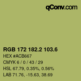 カラーコード: RGB 172 182.2 103.6 | qconv.com