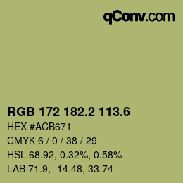 カラーコード: RGB 172 182.2 113.6 | qconv.com