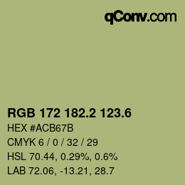 カラーコード: RGB 172 182.2 123.6 | qconv.com