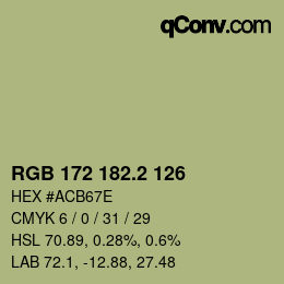 Farbcode: RGB 172 182.2 126 | qconv.com