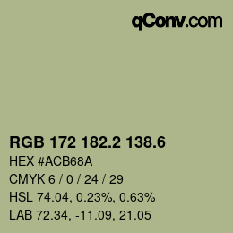 カラーコード: RGB 172 182.2 138.6 | qconv.com