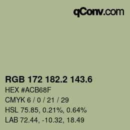 カラーコード: RGB 172 182.2 143.6 | qconv.com