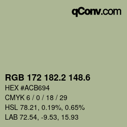 カラーコード: RGB 172 182.2 148.6 | qconv.com