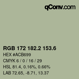 カラーコード: RGB 172 182.2 153.6 | qconv.com