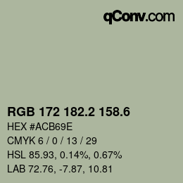 カラーコード: RGB 172 182.2 158.6 | qconv.com