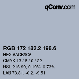 カラーコード: RGB 172 182.2 198.6 | qconv.com