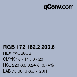 カラーコード: RGB 172 182.2 203.6 | qconv.com