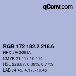 カラーコード: RGB 172 182.2 218.6 | qconv.com