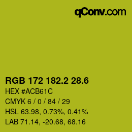 カラーコード: RGB 172 182.2 28.6 | qconv.com