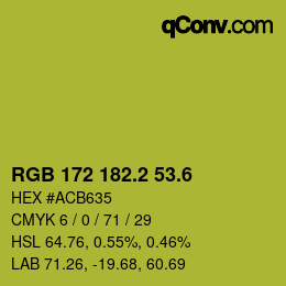 カラーコード: RGB 172 182.2 53.6 | qconv.com