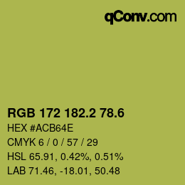 カラーコード: RGB 172 182.2 78.6 | qconv.com