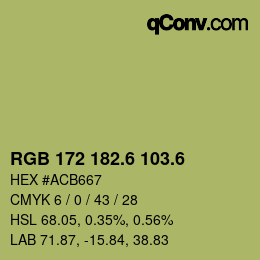 カラーコード: RGB 172 182.6 103.6 | qconv.com